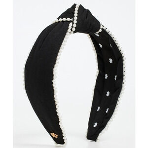 LELE SADOUGHI NWT Beaded Edge Black Jet Pearl Headband Whimsy Goth Feminine
